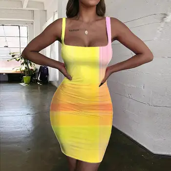 Giyu Marka Psychedelic Elbise Kadınlar Renkli 3d Baskı Soyut Vestido Seksi Sanat Sundress Bayan Giyim Yaz Plaj