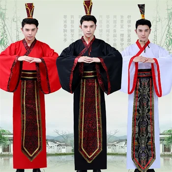 Erkekler Hanfu Yetişkin Geleneksel Çin Giyim Halk Dans Antik Kostüm Sahne Performansı Şarkıcılar Tang Takım Festivali Kıyafet