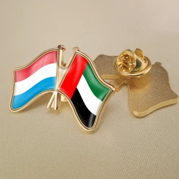 Lüksemburg ve Birleşik Arap Emirlikleri Çapraz Çift Dostluk Bayrakları Yaka İğneler Broş Rozetleri
