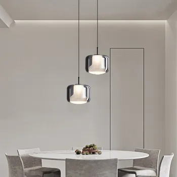 Modern yemek odası Cam avize yatak odası ev dekor tasarımcı High-end başucu süspansiyon ışık Cafe bar led ışığı