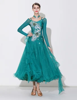 Uzun Kollu Balo Salonu Dans Elbiseler Kadın 2023 Yeni Gök Mavisi Meslek Custom Made Tango Balo Salonu Yarışması Dans Elbise