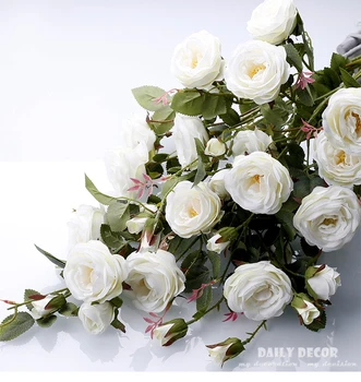 toptan güzel 6 kafaları 93 cm Uzun yapay çay gül çiçek ev düğün dekoratif çiçek uzun boylu ayakta ipek gül çiçek 12 adet