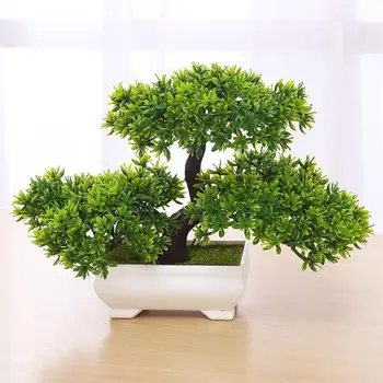 Karşılama Çam Bonsai Simülasyon Yapay Yeşil Saksı Küçük Ağaç Bitki Süs Ev Bahçe Dekoratif Parti Otel Dekor