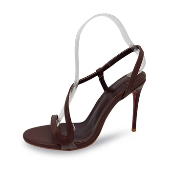 Klasik Tasarımcı Sandalet Yüksek Topuklu Kırmızı Alt Yan Hollow Burnu açık Slingback Stiletto Topuklu Seksi Kadın düğün elbisesi Ayakkabı