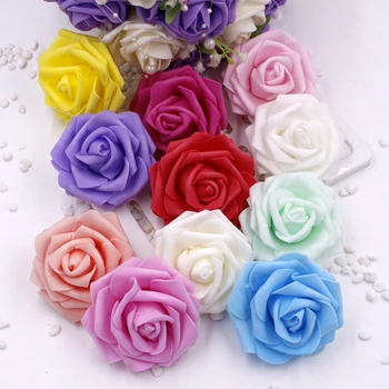 100 adet / grup Yapay gül çiçek 6cm düğün ev partisi DIY dekorasyon aksesuarları fotoğraf sahne şapka araba hediye kutusu çiçekler