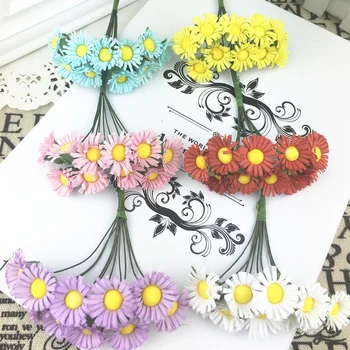 100 adet/grup Orman Tarzı Papatya Ipek yapay çiçek düğün buketi Parti Dekorasyon DIY Hediye Kutusu Aksesuarları Sahte Çiçekler