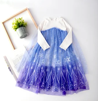 Bebek Kız Elbise, Yüksek Bel Midi, Uzun Kollu Yuvarlak Yaka Kar Tanesi Örgü Etek Prenses Parti Etek