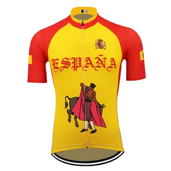 Ispanya Bisiklet Jersey Erkekler Espana Maillot Ciclismo Hombre Bisiklet Giyim Triatlon Kısa Kollu Nefes Bisiklet Ceket Mtb Jersey