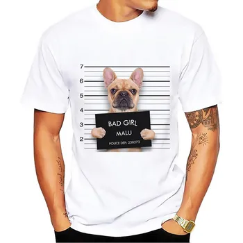 sevimli köpek tutuklanacak tshirt erkekler 2018 yaz yeni beyaz rahat nefes t gömlek homme komik tişört