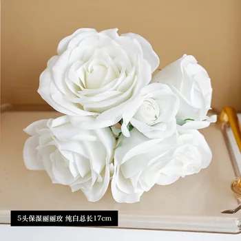 Yapay Beyaz Nemlendirici Gül Buketi Düğün Fotoğrafçılığı Sahte Çiçek Sahne Ev Odası Otel Masaüstü Lateks Buketleri Dekor