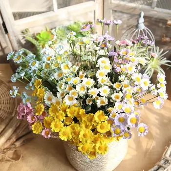 10 adet / grup 15 kafaları PE Yapay küçük Papatya Krizantem Köpük Çiçekler Ev Dekorasyon düğün Dekorasyon için Sahte çiçekler