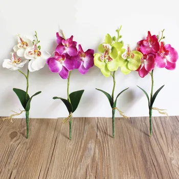 1 Adet Yapay çiçekler Mini 3 Kafa Kelebek Orkide İpek Houseplant Düğün Parti Dekorasyon DIY Çiçek Düzenleme Aksesuarları