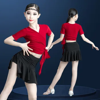 Çocuk Profesyonel Latin Dans Elbise Kızlar için flamengo etek Balo Salonu Dans Giyim Salsa Tango Rumba Samba Kostüm