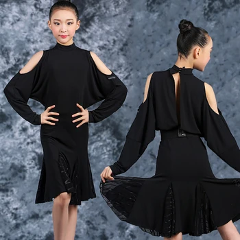 2020 Kızlar Latin Dans Elbise Siyah Latina Uygulama Giyim Salsa / Cha Cha / Sumba Elbise dans kıyafetleri Tasarımcı Elbiseler JL1019