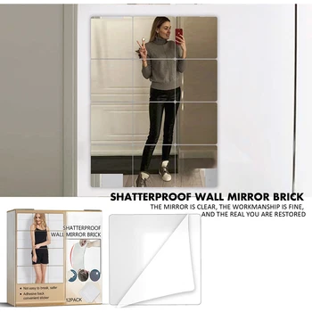 Tuğla Kendinden yapışkanlı Akrilik Ayna Ekleme Kırılmaz duvar aynası Duvara monte Ayna Ev Dekorasyon Yatak Odası Banyo İçin
