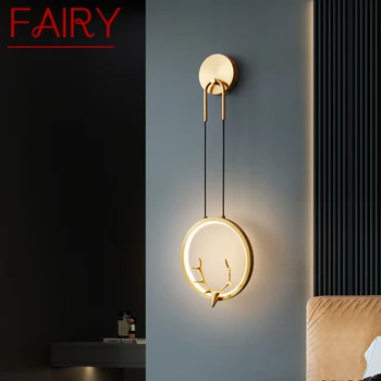 PERİ çağdaş bakır duvar ışık LED 3 renkler pirinç altın aplik lamba yaratıcı boynuzları dekor ev oturma yatak odası ıçin
