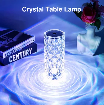 LED ispanya kristal masa lambası gül ışık projektör 3/16 renk dokunmatik ayarlanabilir romantik elmas ışık USB dokunmatik gece Lambası