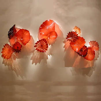 El Üflemeli Cam Duvar Çiçekler Murano Asılı Plakaları Çapı 20 ila 45 CM