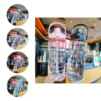 Pratik içme şişesi Saman Tasarım Temizle Seyahat Su Şişesi Spor Su Şişesi 2000 ml
