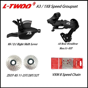 LTWOO A3 1x8 Hız Groupset 8 S Sağ Kolu Kolu 8 Hız Arka Attırıcı ZEOT 8 S Kaset 11-25 T 28 T 32 T + VXM 8 Hız Zinciri