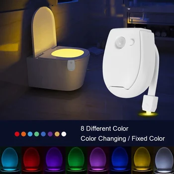 1 adet PIR hareket tuvalet sensörü koltuk Gece Lambası 8 renkler akıllı su geçirmez LED lamba arka ışık Ev kapalı banyo tuvalet