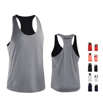Yeni Erkek Kolsuz Ceket Spor Salonu Giyim Sıkıştırma Gömlek Kırpılmış koşu atleti Spor formalar Çabuk kuruyan T-shirt-40