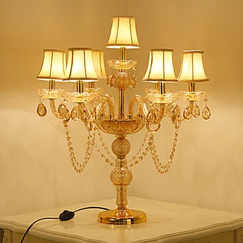 Avrupa lüks Villa otel kristal masa lambası Retro Modern altın oturma odası yatak masaüstü Led dekoratif ışık