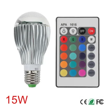 LED RGB lamba 1 adet/grup 15 W E27 RGB LED Ampul AC85-265V Uzaktan Kumanda ile çoklu renk led aydınlatma