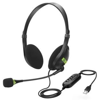USB Kulaklık Hafif Rahat Kulaklık Esnek Gürültü önleyici Mikrofon İle Evrensel Bilgisayarlar Dizüstü Bilgisayarlar İçin
