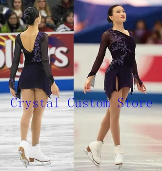 Kristal Özel artistik patinaj Elbise Kızlar İçin Yeni Marka Buz Pateni Elbise Rekabet DR4695