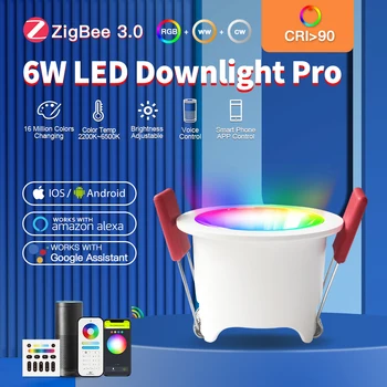 Gledopto ZigBee 3.0 RGBCCT LED Downlight CRI 90 akıllı ışık Amazon Alexa ile Çalışmak Tuya SmartThings 2.4 G RF Uzaktan Ses Kontrolü