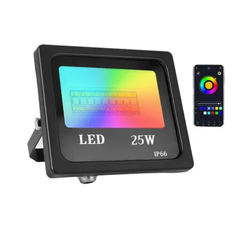 24W Akıllı RGBCW sel ışıkları açık kısılabilir APP Bluetooth Kontrol LED Projektörler IP66 su Geçirmez Bahçe Peyzaj Partisi için