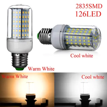 SMD 2835 E27 102 126 LED ampul lamba 220V soğuk beyaz /sıcak beyaz mısır ışık avize mum spot noel ışıkları
