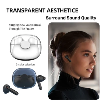 Şeffaf Estetik Kablosuz Kulaklık TWS Fone Bluetooth 5.2 Kulaklık Kulak İçi Spor Oyun mikrofonlu tekli kulaklıklar
