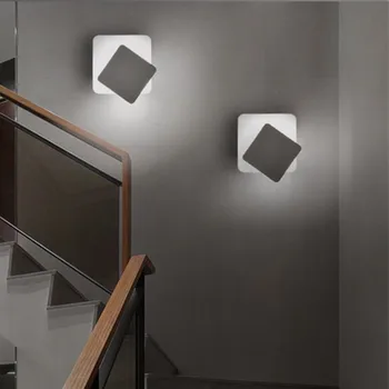 LED kare dönen basit iç mekan aydınlatması ev oturma odası mutfak çalışma odası başucu ofis merdiven balkon duvar lambası
