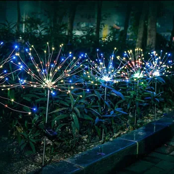 Yeni Güneş LED bahçe ışıkları dış mekan güneş enerjili lamba Karahindiba FireworksOrnaments Çim dekor lambası Bahçe peyzaj aydınlatma için
