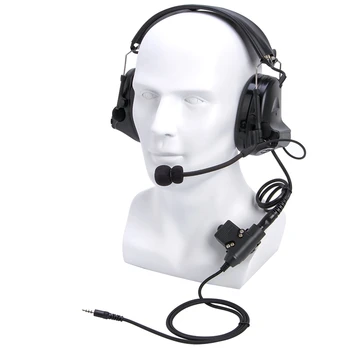 U94 Kulaklıklar 3.5 Mm Silikon Earmuffs Açık Avcılık Spor Gürültü İptal Walkie Talkie Kulaklık