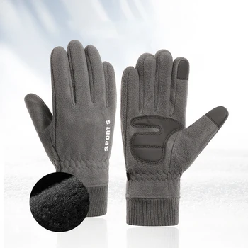 Kış motosiklet eldivenleri Unisex Polar Polar Kaymaz Dokunmatik Ekran Sürüş Mitten Artı Kadife Kış Sıcak Spor Bisiklet Eldiven