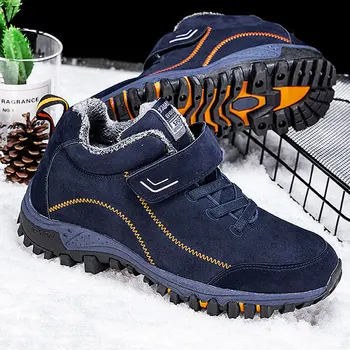 Kış Erkek Botları Kürk Sıcak Kar Kadın kaymaz Çizmeler Erkekler İş rahat ayakkabılar Sneakers Yüksek Top Kauçuk yarım çizmeler Artı Boyutu 46