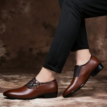 Büyük Boyutu 38-48 Erkek deri Elbise Ayakkabı Klasik Noktası Ayak Oxfords Erkekler İçin Resmi Ayakkabı Moda Marka İş Ayakkabı kahverengi Siyah 