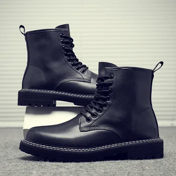 erkekler fashoin kovboy çizmeleri sonbahar kış ayakkabı hakiki deri çizme siyah platformu ayak bileği botas masculinas botines hombre zapatos
