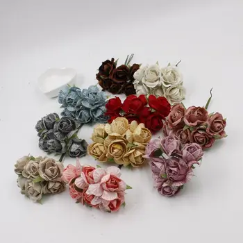 6 adet Yapay Gül buket çiçekler İpek Zanaat Düğün Çiçek Topu Gelin Bilek Çelenk Düğün Parti Ev Dekorasyonu DIY Scrapbooking