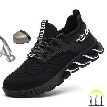 Yıkılmaz Güvenlik ayakkabıları Erkekler Anti-delinme İş Sneakers Erkek Ayakkabı Yetişkin iş çizmeleri Çelik Burunlu Ayakkabı Güvenlik Botları İş Ayakkabısı