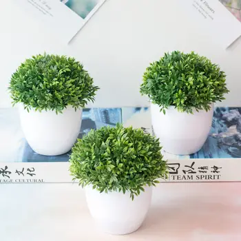 1 adet Yapay Bambu Yaprağı Çim Bitki Bonsai Vintage Plastik Saksı Yeşil Sahte Bitki Yapay Bitki Ofis Otel DIY Dekor