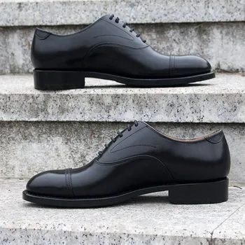 Sipriks Marka Goodyear Kaynaklı Ayakkabı Erkekler İçin Zarif Siyah Konfor nefes alan günlük deri ayakkabı Kap sivri uçlu Oxfords Patron 45